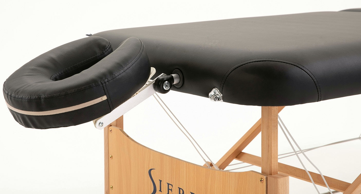 Close-up of the Sierra Comfort PREFERRED Portable Massage Table with adjustable face cradle.