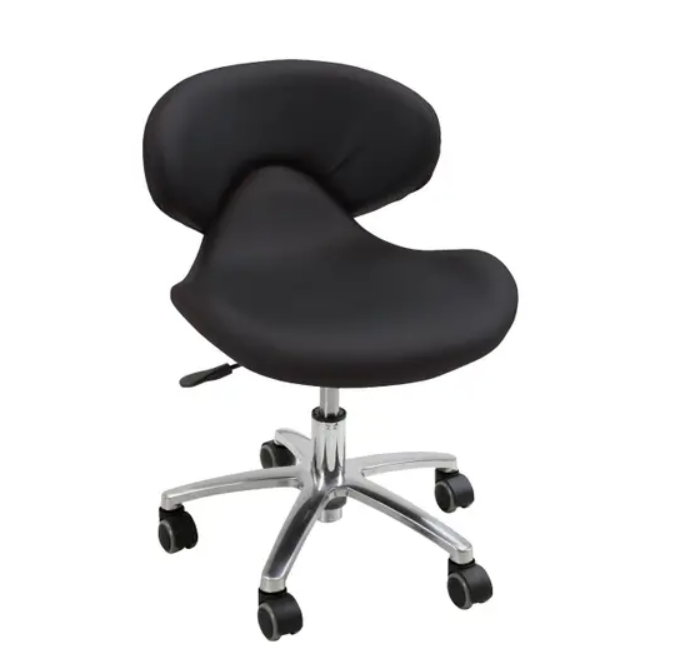EarthLite Levitate Stool Series: ergonomic, curved back, 5 casters, 3 height options.
