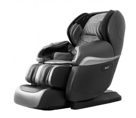 Osaki Pro OS-4D PARAGON black and gray L-track massage chair with padded sections.