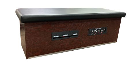 PHS Chiropractic ATT-300 Wood Roller Massage Table with control panel and cushioned top.