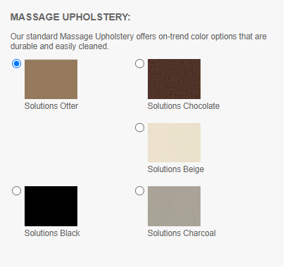 The Custom Craftworks DESTINY Lift Back Table comes in Otter, Chocolate, Beige, Black, and Charcoal.