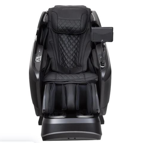 Titan Pro-Vigor 4D massage chair by Titan, black with quilting, heat, controls—front view.