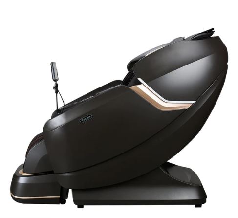 Titan Pro-Vigor 4D Electric Massage Chair in black with full body compression and remote, side view.