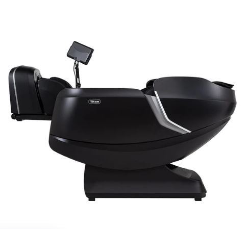 Titan Pro-Vigor 4D Electric Massage Chair by Titan, side view with headrest and heated rollers.