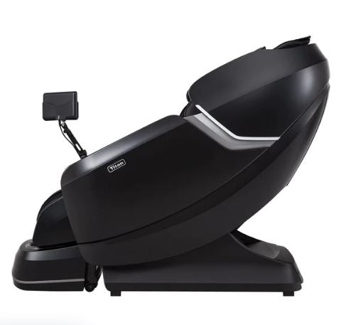 Titan Pro-Vigor 4D Electric Massage Chair by Titan, black, with full body compression, side view.