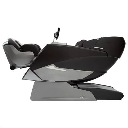 Osaki OS-4D Pro Ekon Plus massage chair in black and gray with built-in control panel, side view.