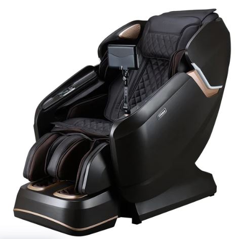 Titan Pro-Vigor 4D Massage Chair by Titan, black, heated back, padded seat, footrests.
