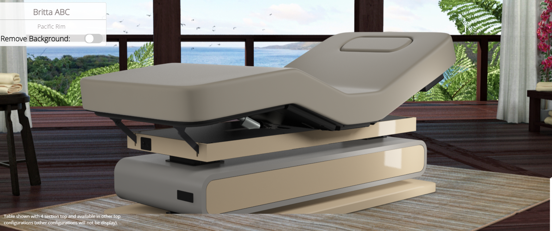 Oakworks Spa BRITTA Master's Collection Table in a bright room with adjustable breast comfort.