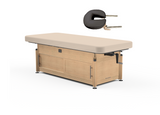 Oakworks CLINICIAN Manual-Hydraulic Flat Top table with shelf and adjustable face cradle.