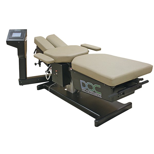 PHS Medical DOC Decompression Table—beige, adjustable sections, digital command center.