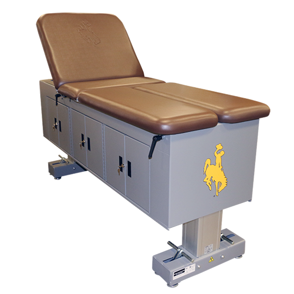 PHS Medical ET Treatment Cabinet in brown & gray with storage and cowboy logo.