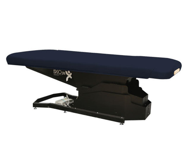 Custom Craftworks ERGOSPA BASIC Electric Table: sturdy, adjustable spa table in black and blue.