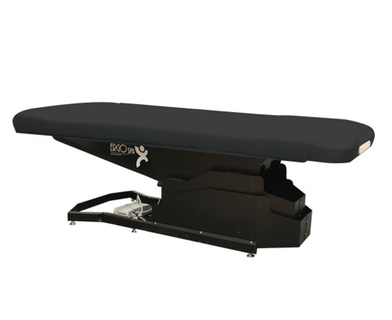 Custom Craftworks ERGOSPA BASIC electric table with sturdy metal base and flat cushioned top.
