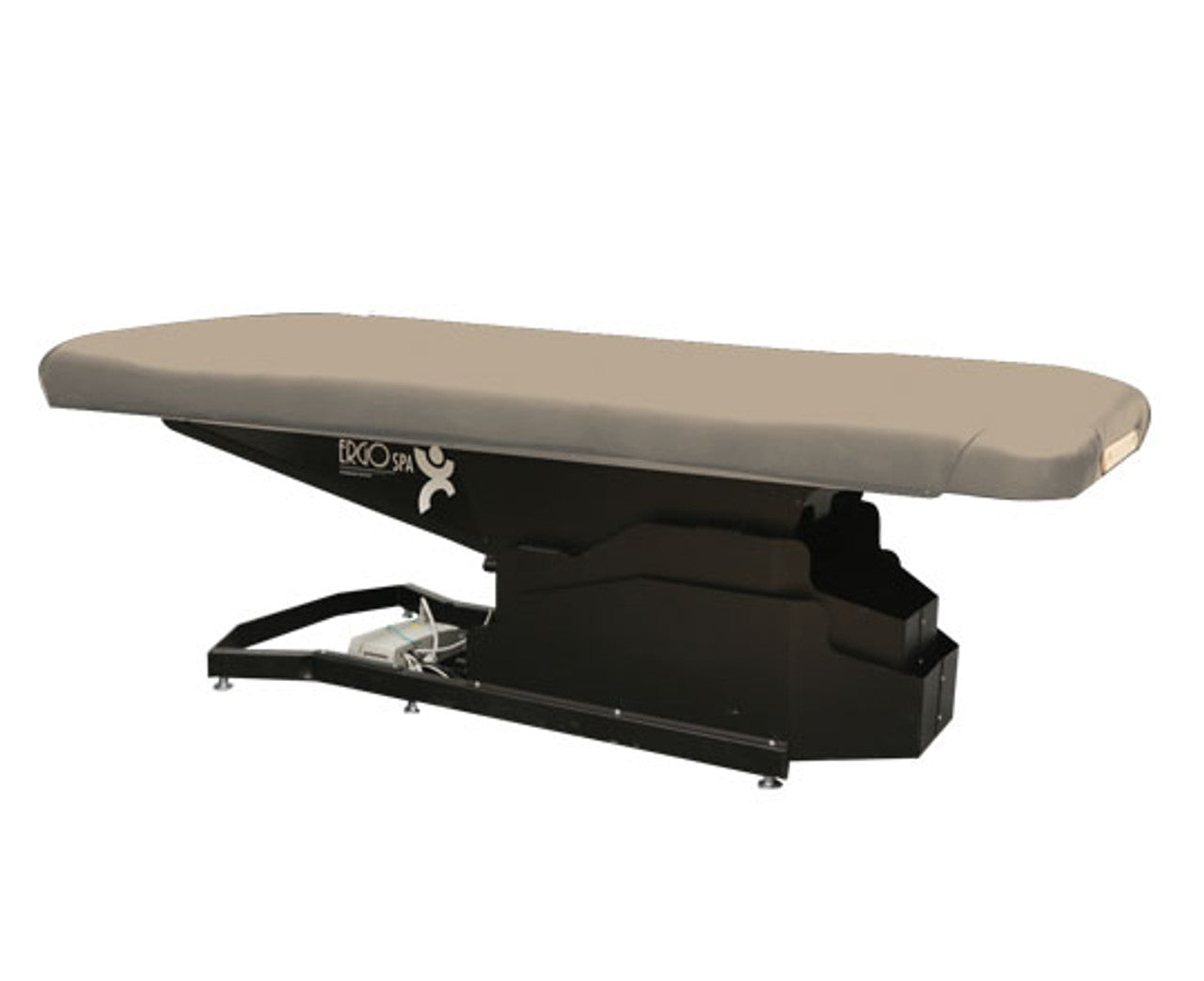 Custom Craftworks ERGOSPA BASIC electric table with padded top and sturdy black base.