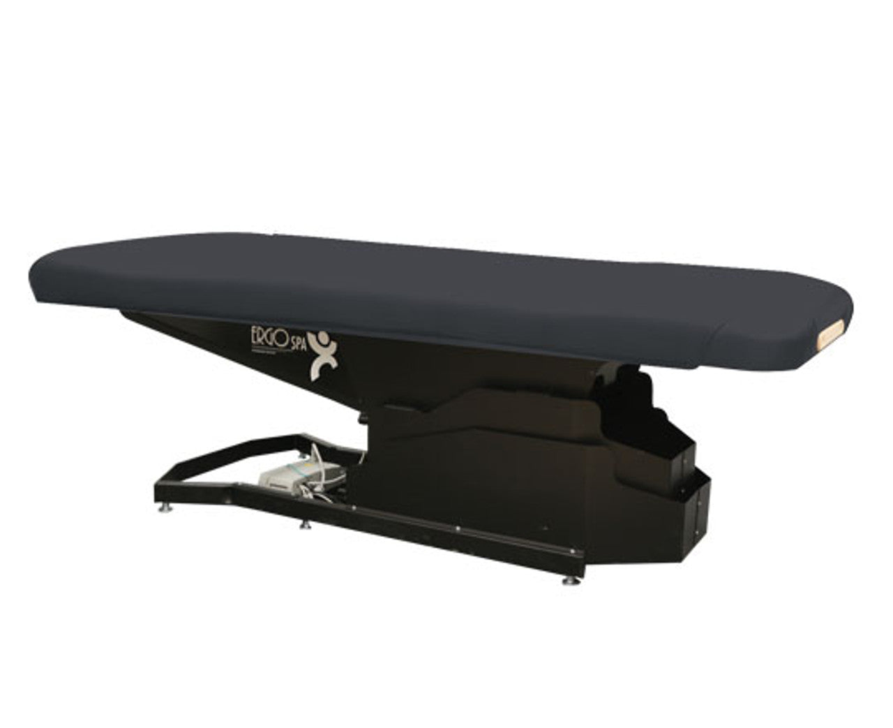 Custom Craftworks ERGOSPA BASIC electric table has a flat cushioned top and sturdy spa base.