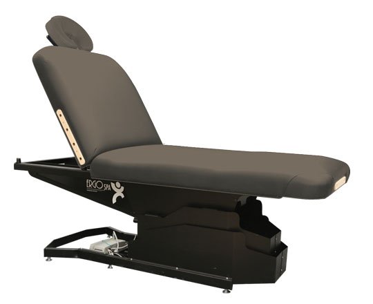 Custom Craftworks ERGOSPA LIFT BACK electric table with headrest and adjustable face rest.