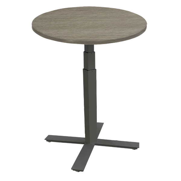 PHS Medical HT1700 Hand Therapy Table by PHS Medical with round wood top and black metal base.