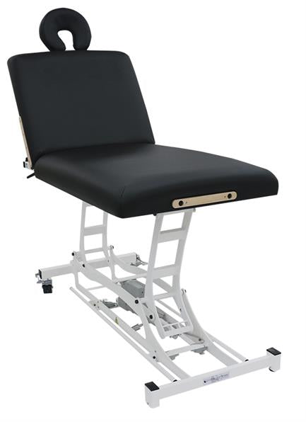 Custom Craftworks HANDS FREE LIFT BACK Therapy Lift Table, hands-free and dual foot bar control.