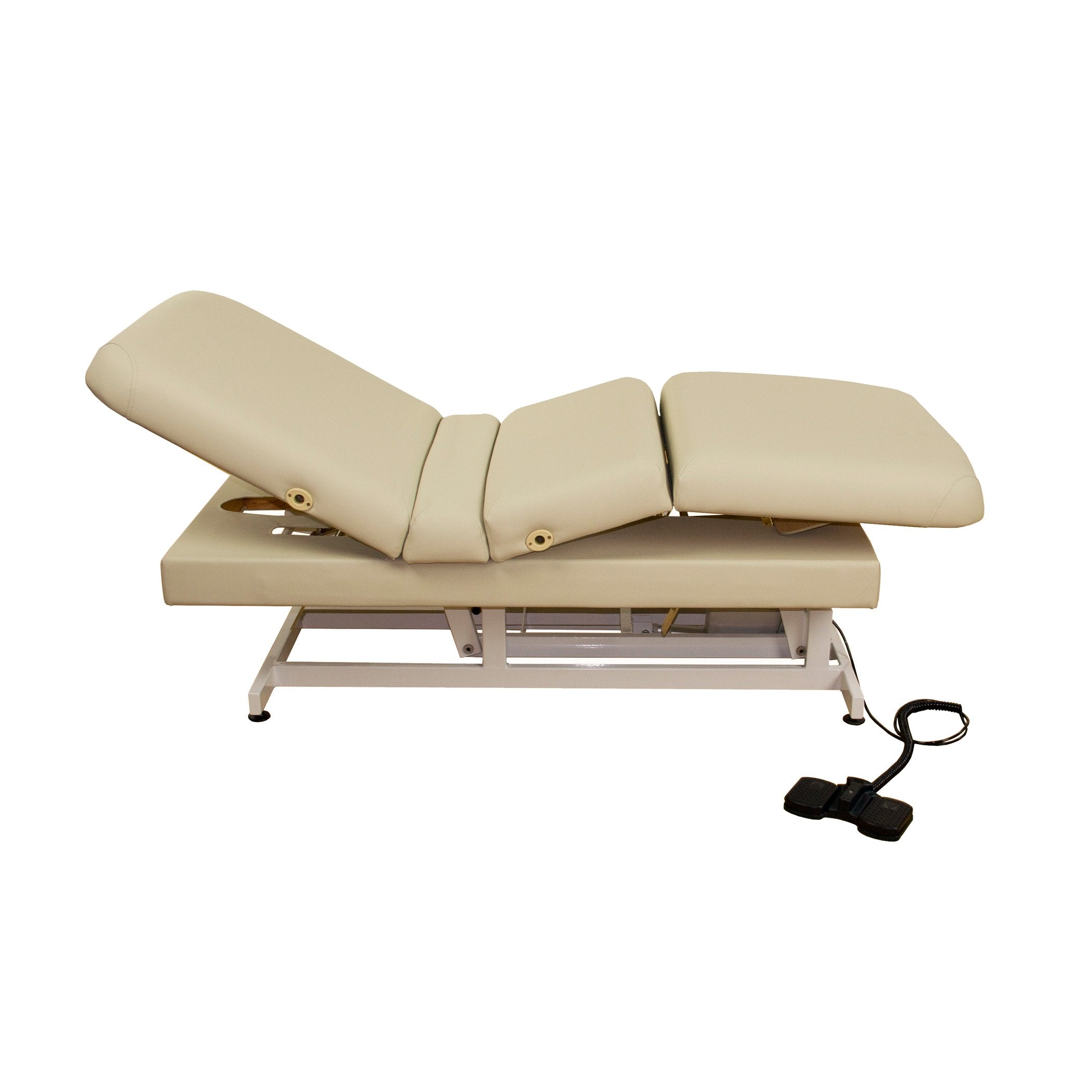 TouchAmerica HILO MULTIPRO ADA table, beige, segmented cushions, foot control included.