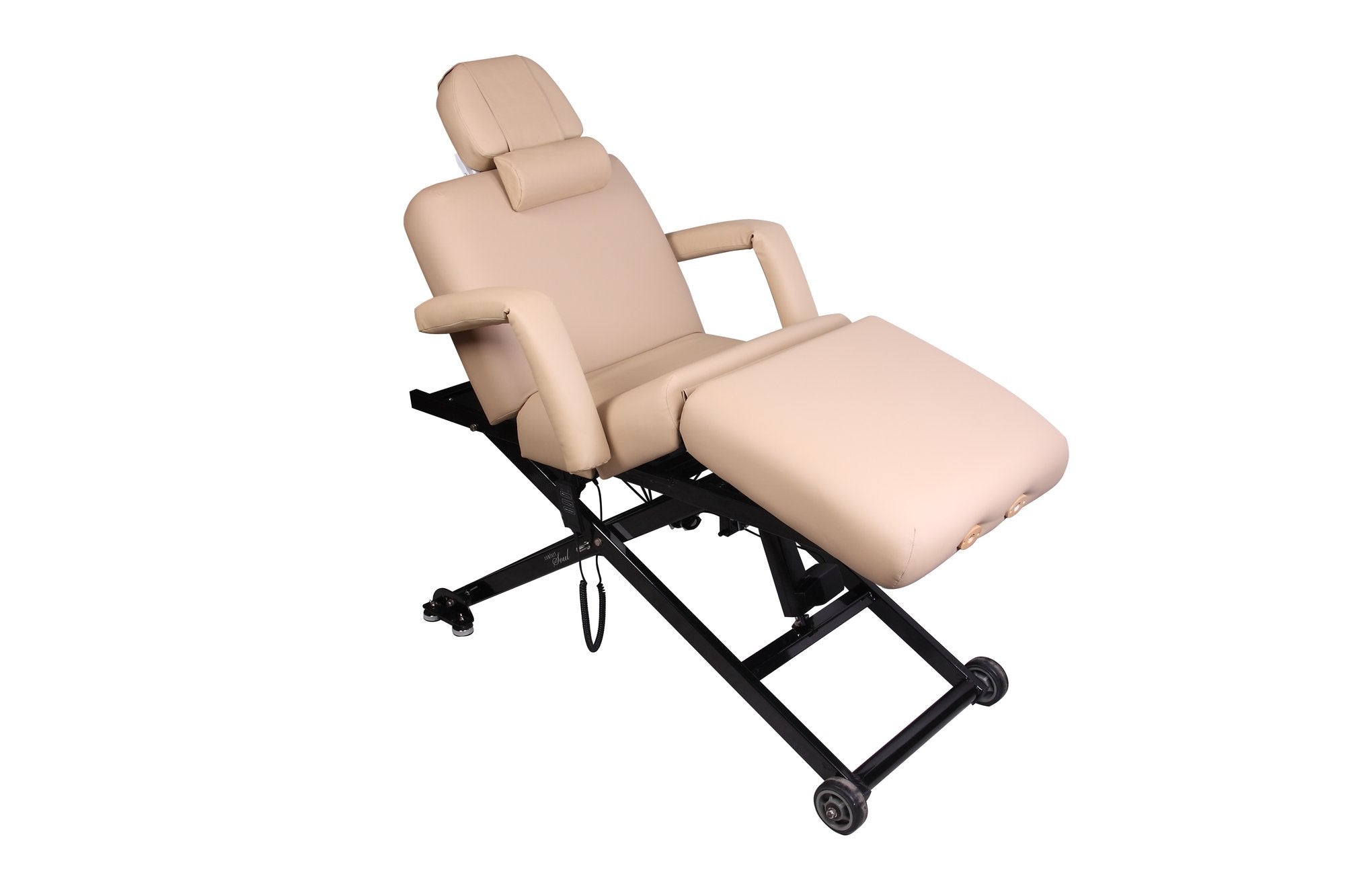 Comfort Soul SIENNA ELITE electric lift table with black metal frame and ergonomic support.