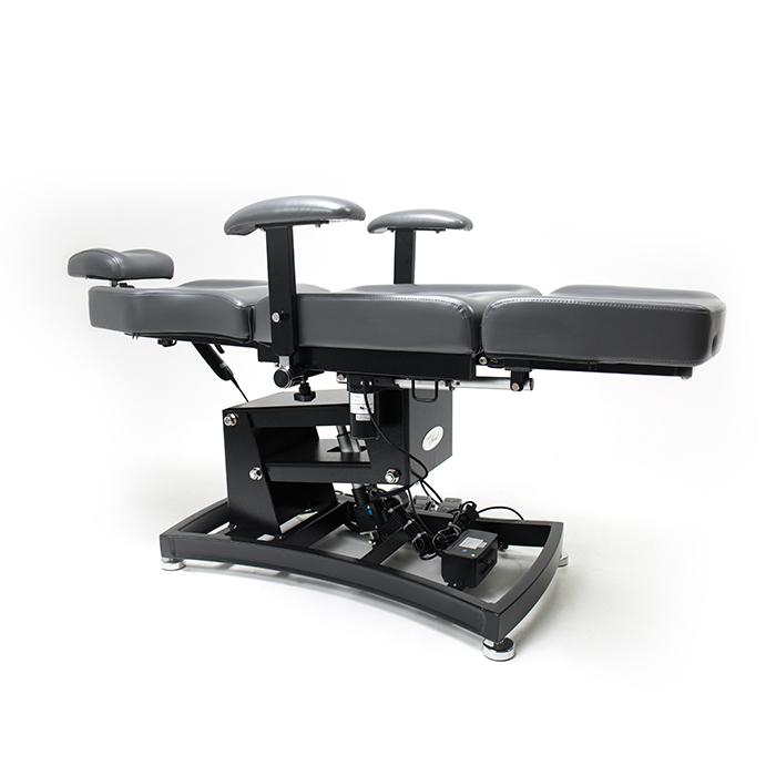 Comfort Soul LUXE ELITE black electric spa table with DuraSoft leather and dual headrest.