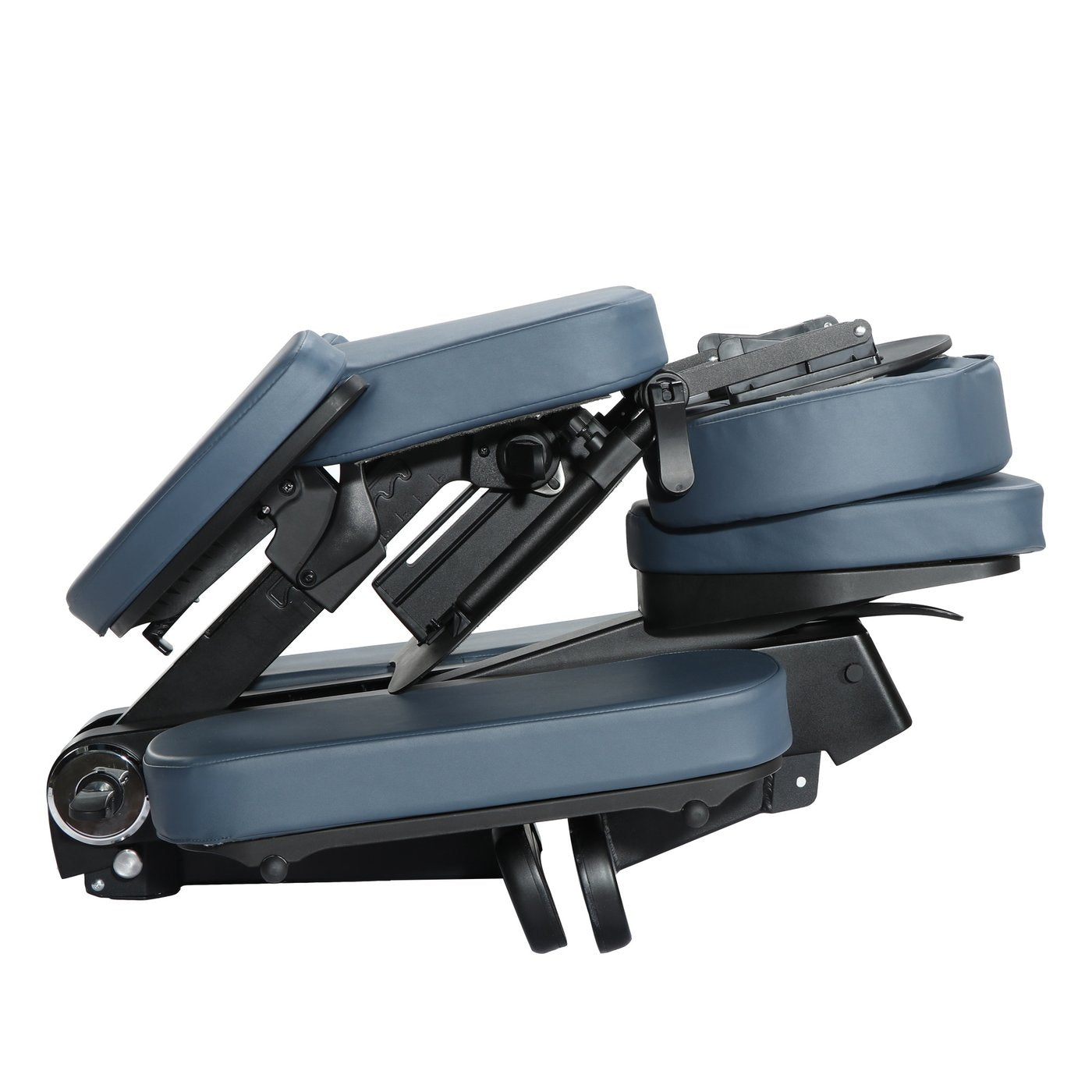 The Master Massage Gymlane Portable Chair in royal blue is shown partially collapsed.