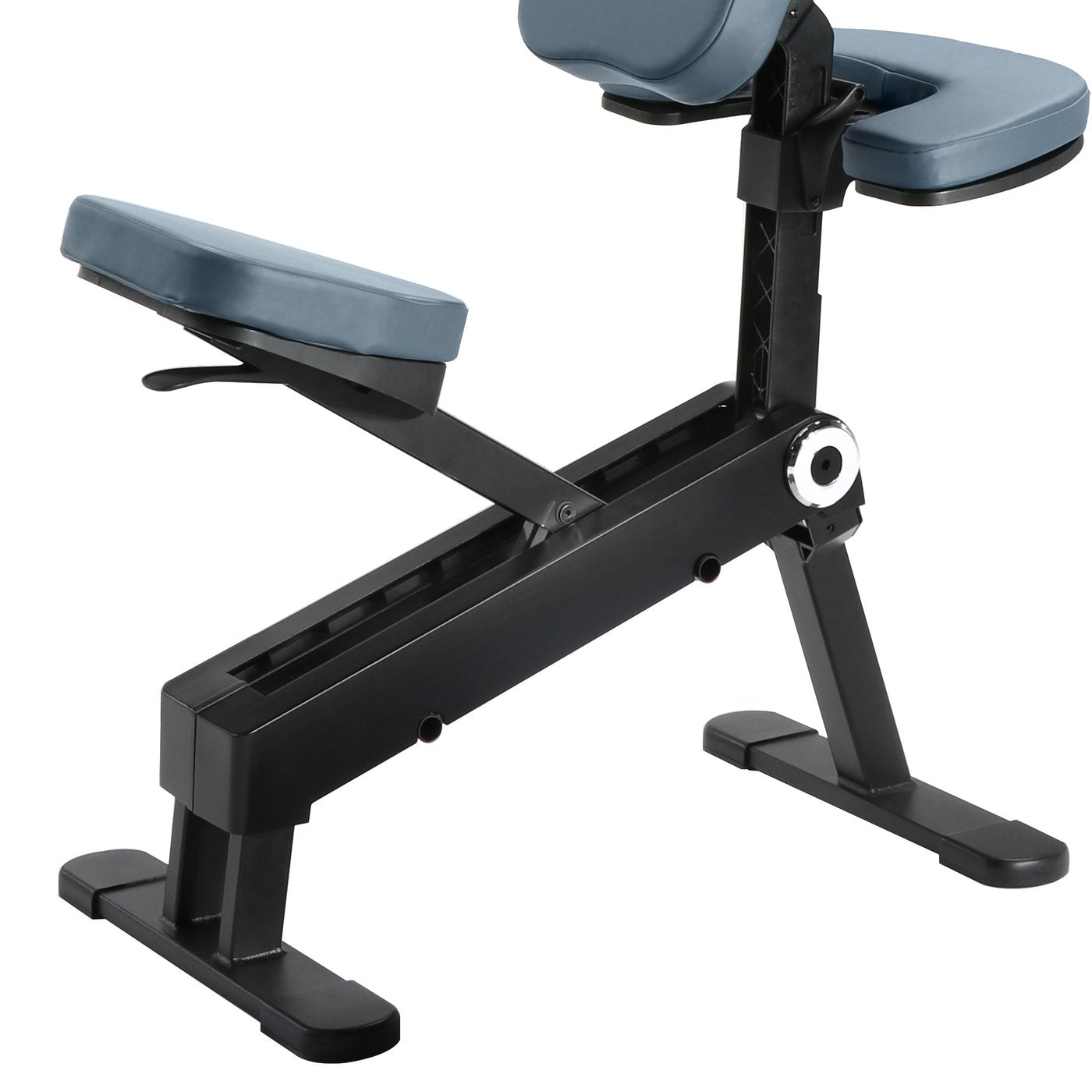 Master Massage Gymlane Portable Massage Chair in royal blue, shown from the side.