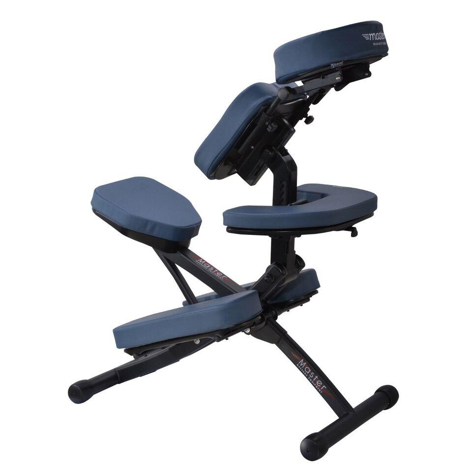 Master Massage RIO Portable Massage Chair: lightweight, ergonomic, blue cushioning alternative.