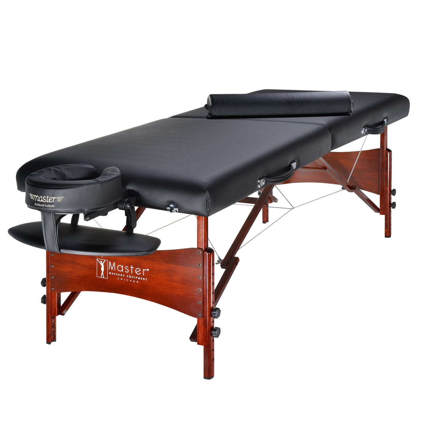 Master Massage Roma II Portable Massage Table Package with adjustable face cradle and wood legs.