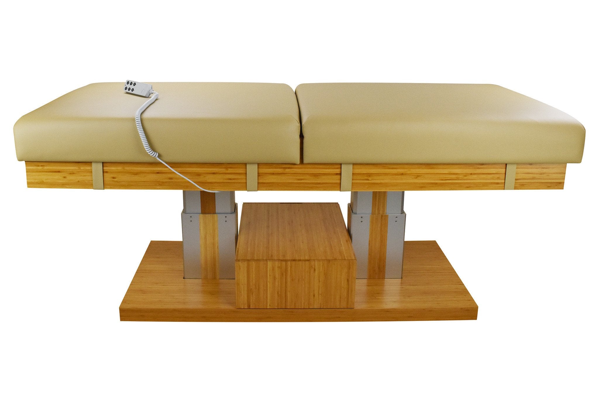 TouchAmerica Atlas Flex-Block Salt Table with cushioned beige surface and remote control.
