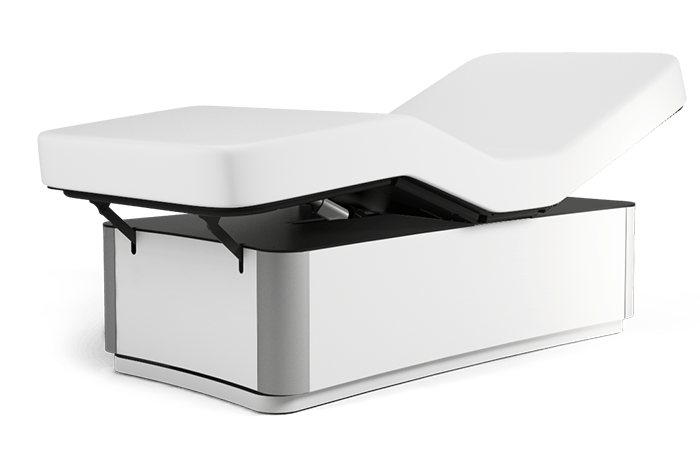 Oakworks Spa TALISE Master's Table: adjustable comfort with elevated backrest on a sleek base.