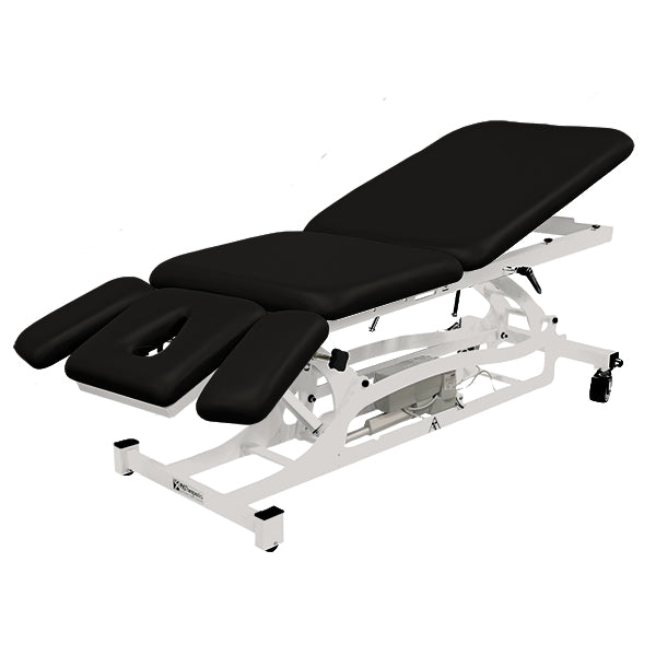 PHS Medical Thera-P Electric Treatment Table with headrest and white metal frame for therapy.