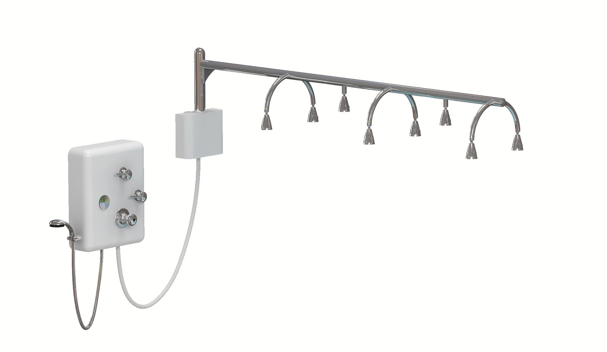 TouchAmerica STATIONARY NEPTUNE/VICHY Shower has multiple adjustable heads and smart controls.