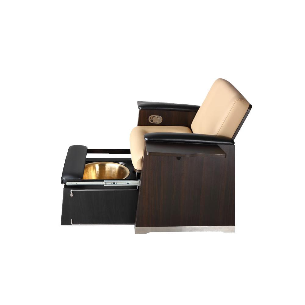 Comfort Soul ALPINA Pedicure Chair Set with UltraPlush beige seat and built-in foot bath.