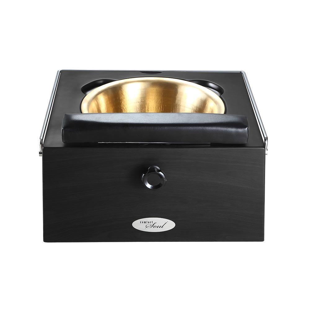 Comfort Soul ALPINA Chair Set: black foot spa, gold bowl, UltraPlush, single control knob.