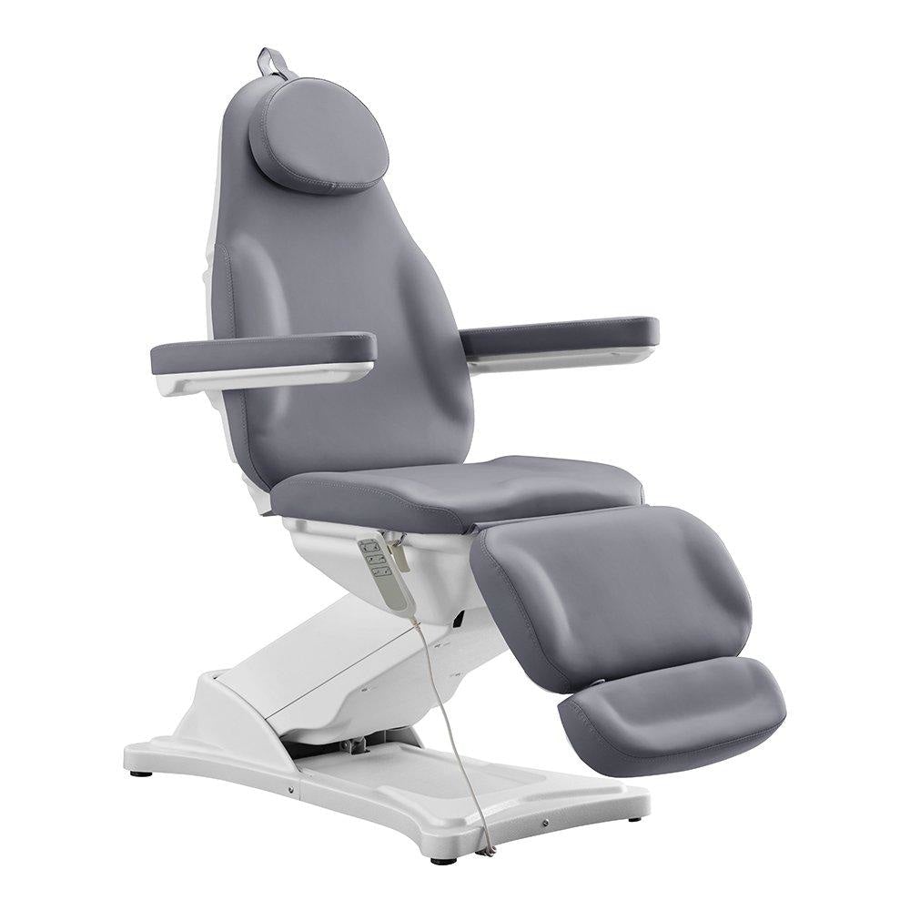 Bellucci Electrical Facial Bed by DIR: adjustable gray bed with padded seat, back, and leg support.