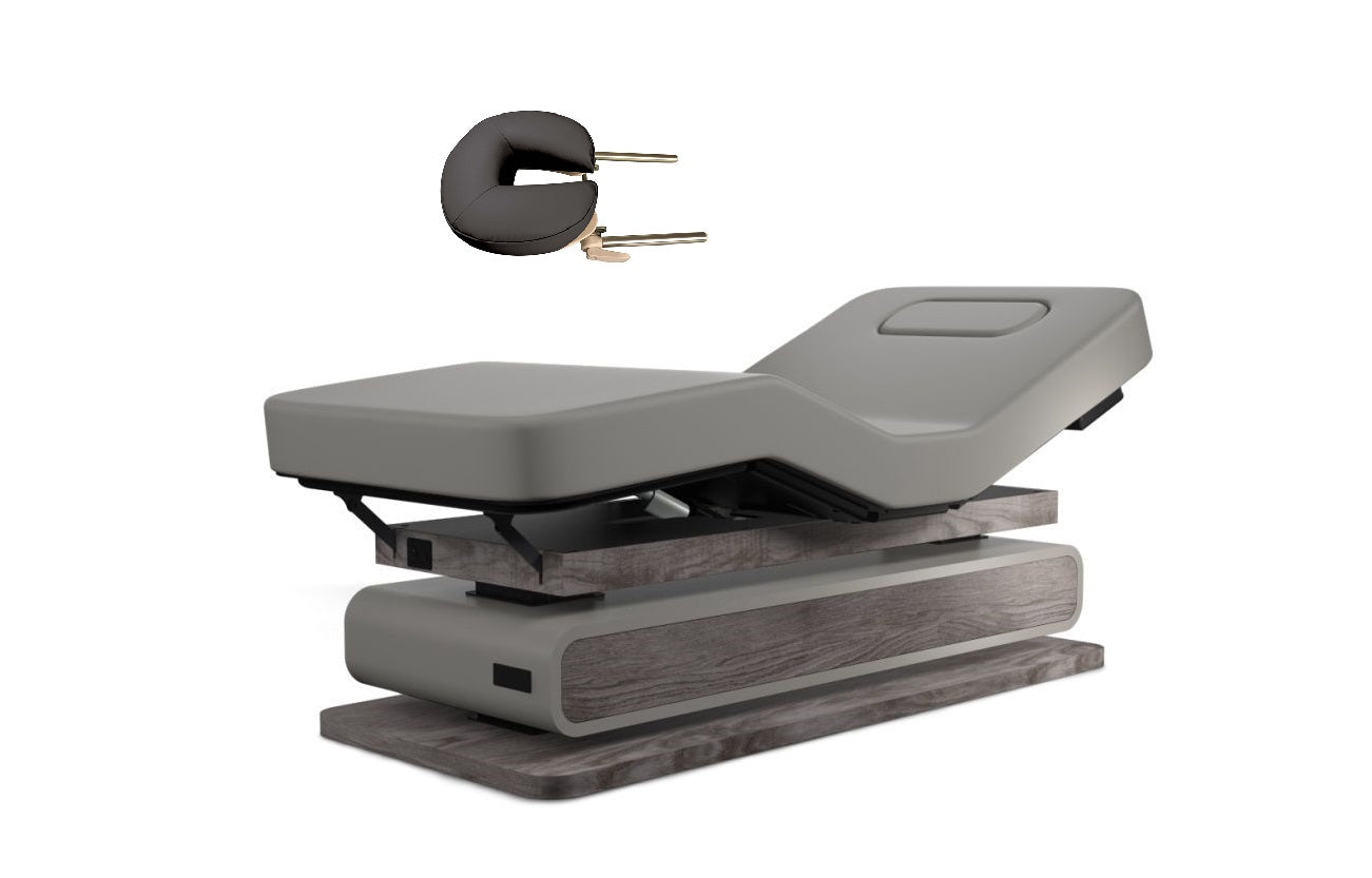 Oakworks Spa BRITTA table: customizable with breast comfort and separate gray face cradle.