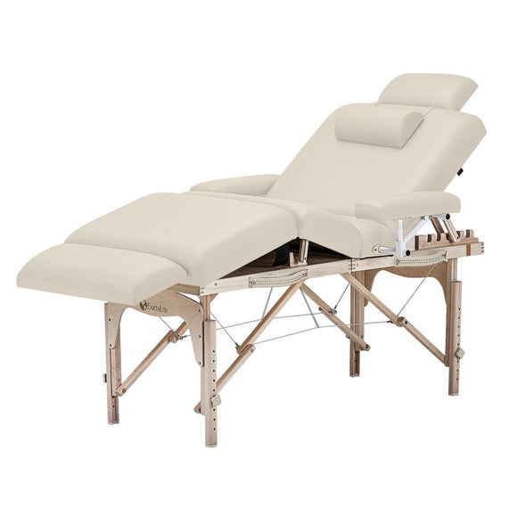 EarthLite CALISTOGA Salon Table: padded headrest, arm supports, sturdy wooden legs.