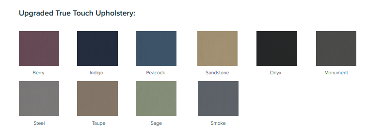 Ten color options for Custom Craftworks Premium Rolling Stool: Berry, Indigo, Peacock, Sandstone, more.