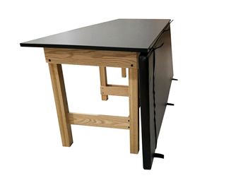 PHS Chiropractic CLASSROOM/LAB Table with black top and foldable black side extension.