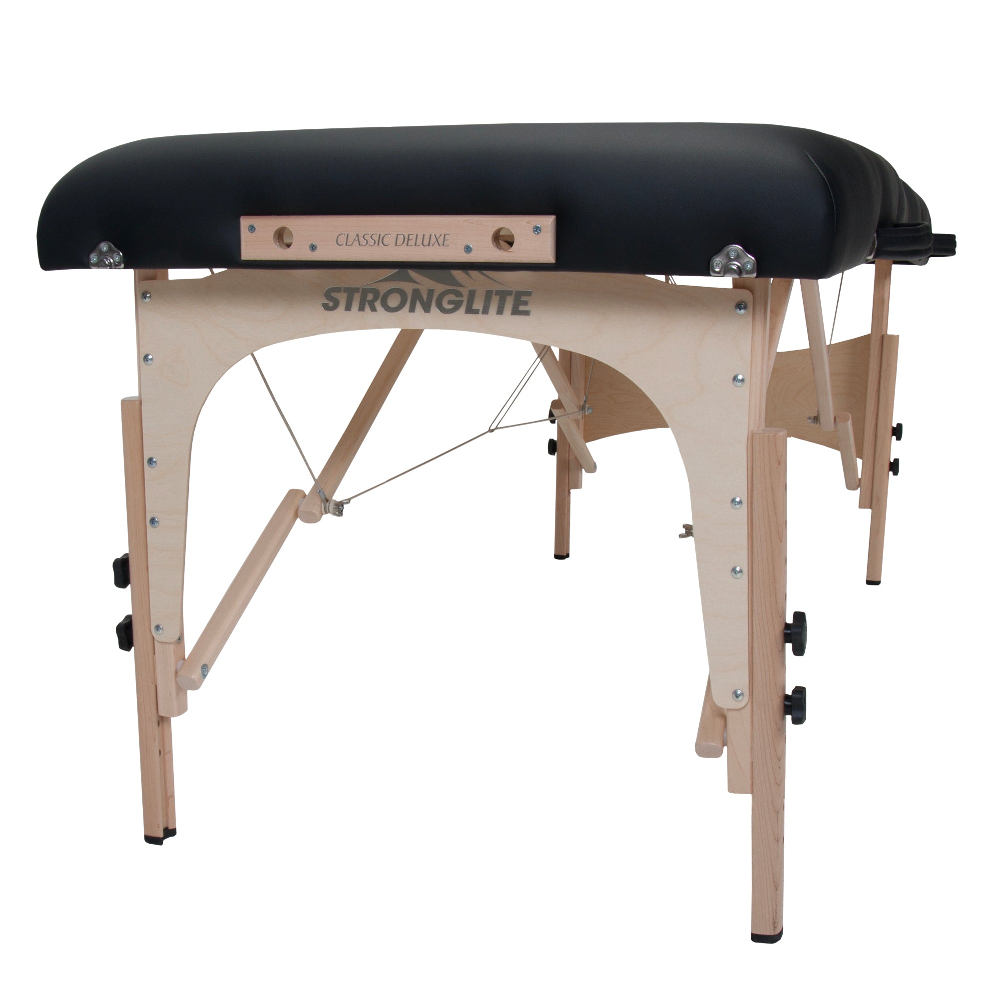 Stronglite CLASSIC DELUXE Portable Table with black cushion top.