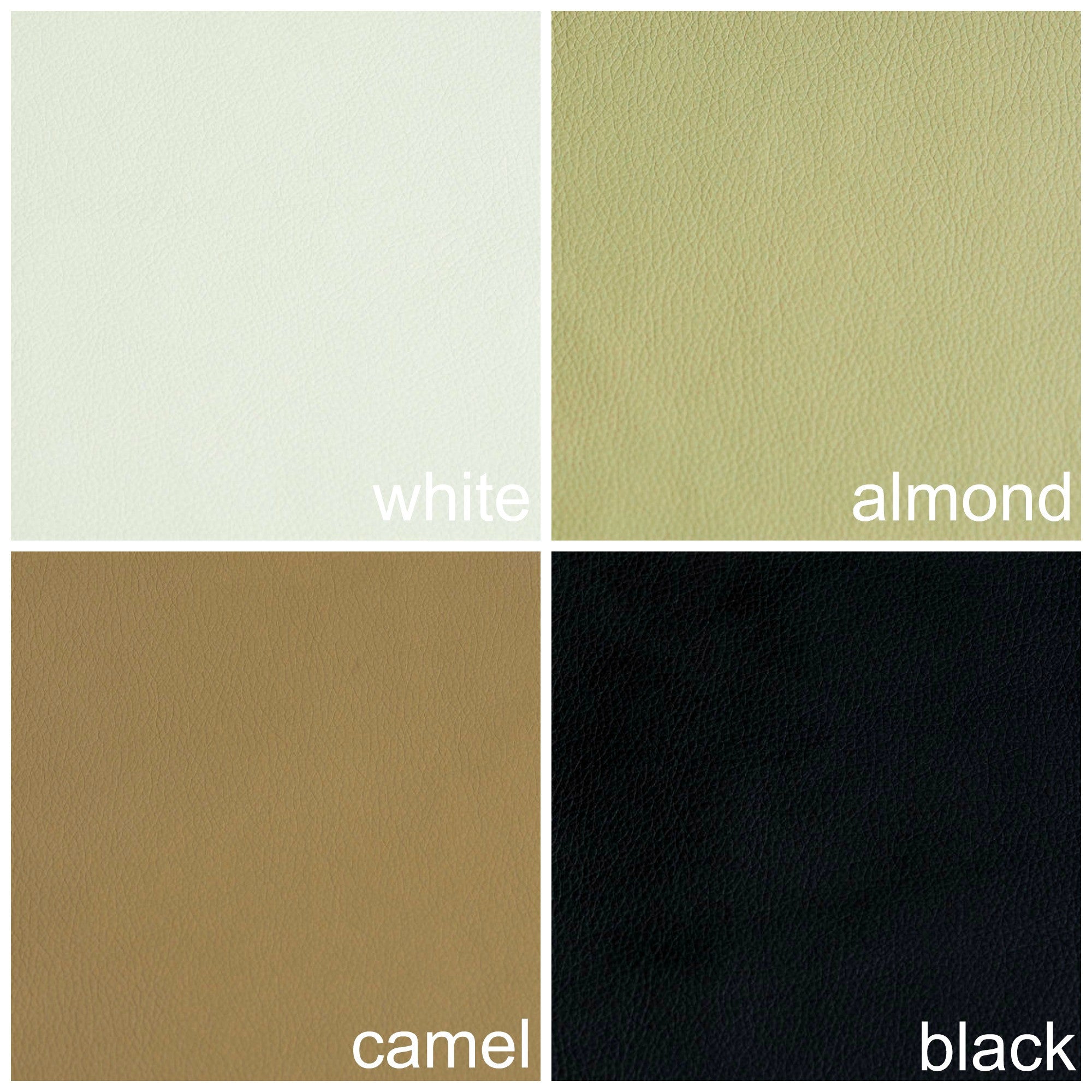 Four textured squares show HILO POWERTILT Table colors: white, almond, camel, black.