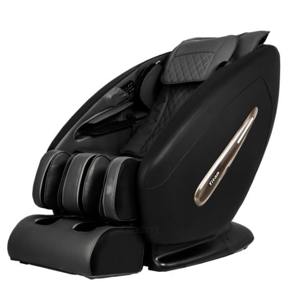 Titan PRO COMMANDER by Titan: black electric massage chair with 3D rollers & L-Track support.