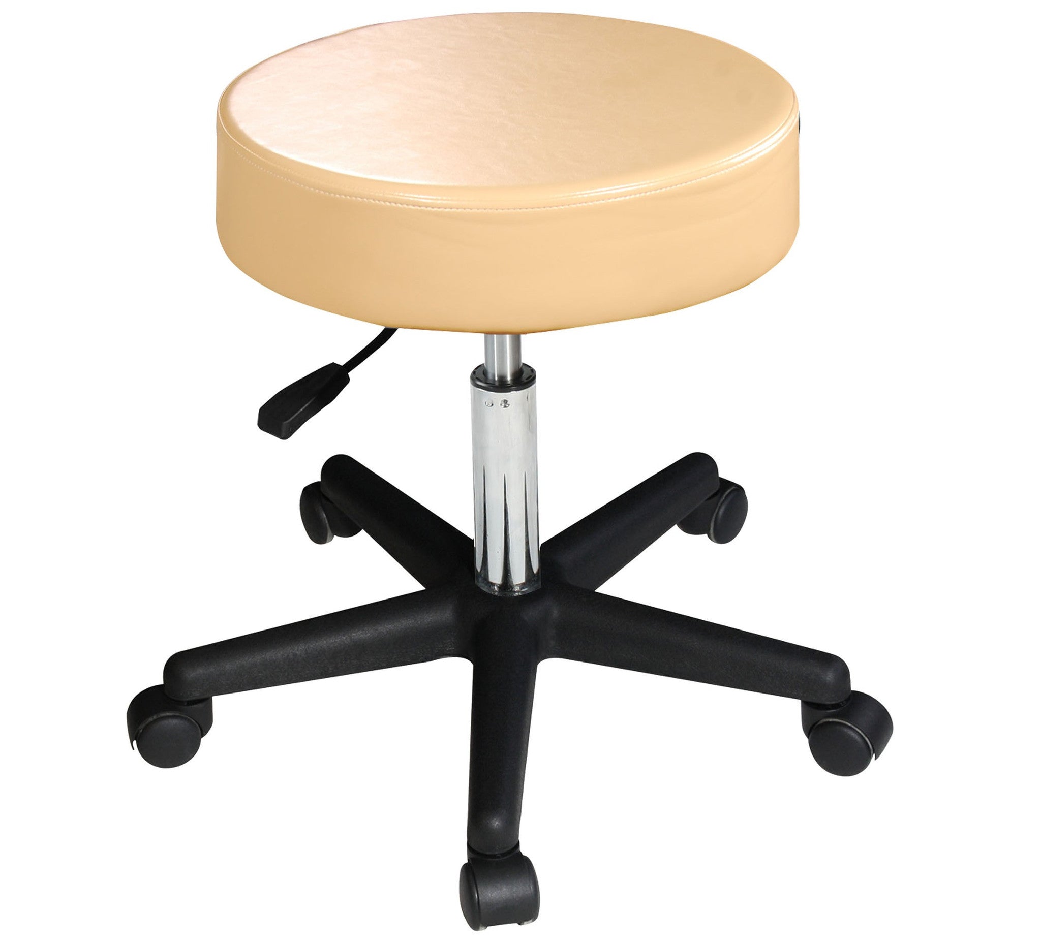 Master Massage Beauty ROLLING SWIVEL Hydraulic Stool with PU wheels and black 5-leg base.