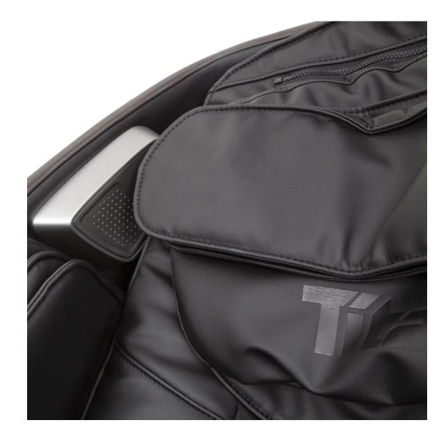 Close-up of the Titan JUPITER LE Premium Electric Massage Chair by Titan with detailed stitching.