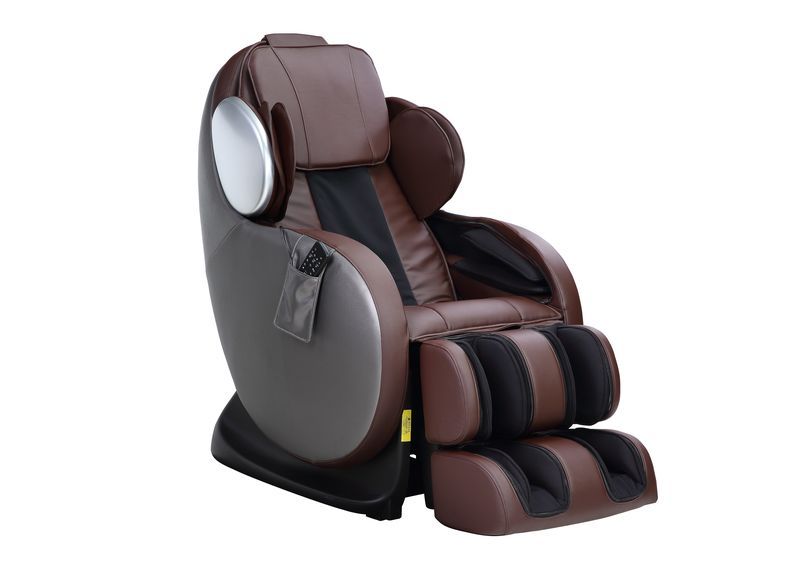 ACME Furniture Pacari Massage Chair, chocolate, with side remote pocket, on white background.
