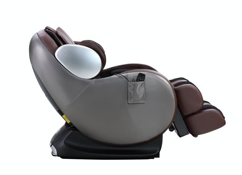The ACME Furniture Pacari Massage Chair is a brown and gray recliner with remote control.