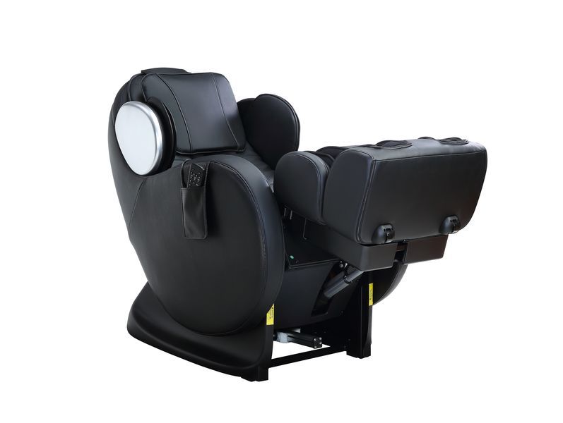 ACME Furniture Pacari black PU massage chair with leg and arm supports, white background.