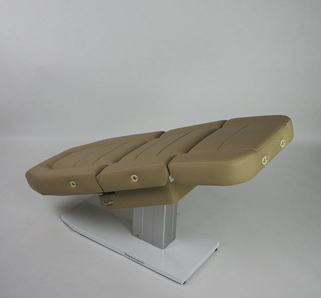 TouchAmerica MARIMBA Treatment Chair/Table, beige on white base, perfect for facials and exams.