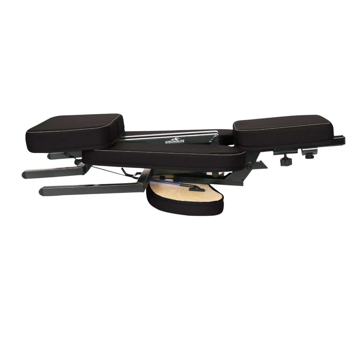 Stronglite MicroLite™ portable massage chair with padded supports and adjustable footrests.